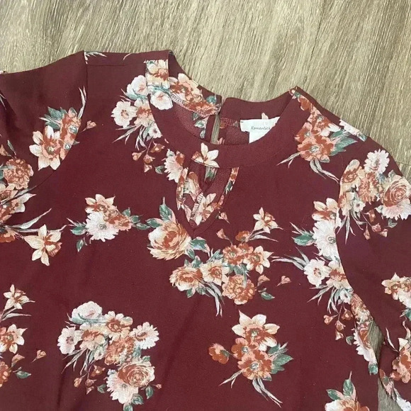 Womens Urban Romantics Red Floral Blouse - M - Picture 2 of 9